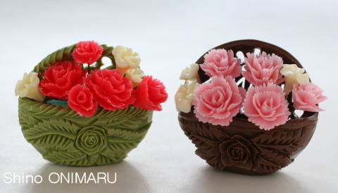 ソープカービング　カーネーションの花籠